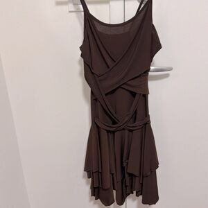 Dass & Co. Paris Brown Draped High Low Dress with Spaghetti Straps. Size 4.